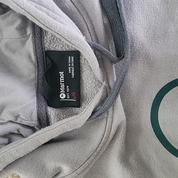 Marmot Hoodie Womens Large Coastal Gray Logo Pullover Hooded Sweatshirt - Picture 2 of 4